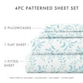 thumbnail image 4 of Noble Linens 4 Piece Pattern Microfiber Bed Sheets Set, Light Blue Ultra Burst of Vines, Twin, 4 of 12