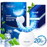 Fairywill LED Teeth Whitening Strips Kit for Sensitive Teeth - 28 White Strips + 24 Blue Light Accelerator, 20Min Rapid White At-Home Dental Care for Smoking & Coffee Stains