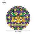 thumbnail image 3 of YiJuHui 20pcs Mardi Gras Party Supplies | Disposable Tableware Set | Glitter Decorated Paper Plates Cups Napkins | Eco-Friendly Biodegradable | Carnival Celebration Dinner Party Decor, 3 of 6