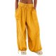 thumbnail image 1 of Pantalones Holgados Informales de Algodón para Mujer, de Pierna , con Costuras de Cordón y Bolsillos. Amarillo S, 1 of 6
