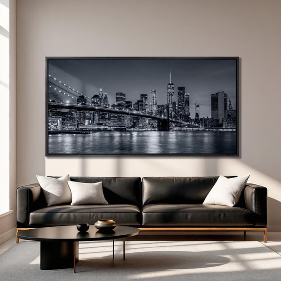 NYC Skyline Print Brooklyn Bridge, Manhattan Panoramic Wall Art Poster Decor For Living Room Bedroom, Unframed Poster Size 8x12