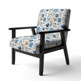 thumbnail image 3 of Designart "Scandinavian Elegance In Blue Blooms III" Blue Floral Upholstered Accent Chair - Cottage Arm Chair For Bedroom, 3 of 5