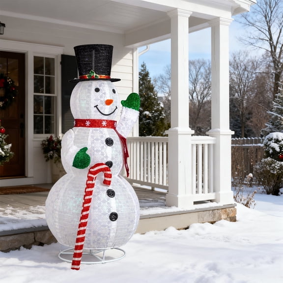 Zimtown LED Lighted Snowman 6ft Christmas Snowman w/ 250 LED Lights,Hat Christmas Outdoor Decoration