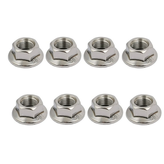 8pcs M10 x 1mm Pitch Metric Fine Thread 304 Stainless Steel Hex Flange Nut