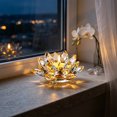 thumbnail image 5 of Crystal Lotus Tealight Candle Holder - Glass Tea Light Candlestick, Clear Crystal Figurine Ornament for Home, Office, Christmas, Halloween Decoration, 5 of 6