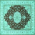 thumbnail image 1 of Ahgly Company Indoor Square Medallion Turquoise Blue Traditional Area Rugs, 6' Square, 1 of 4