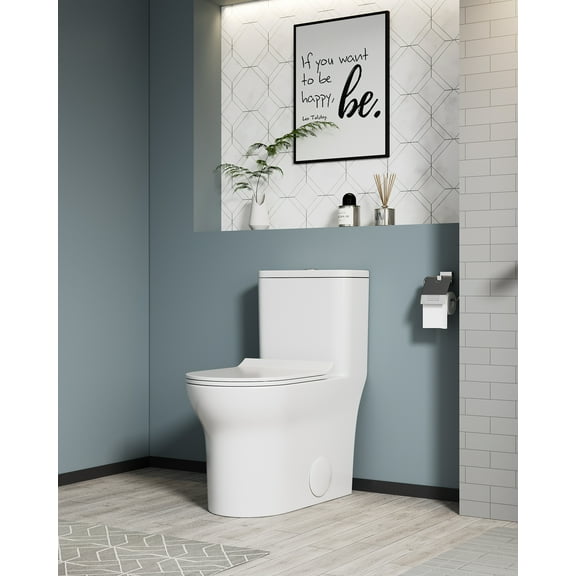 1.1/1.6 GPF Elongated Comfort Height Floor Mounted One-Piece Toilet, Ceramic, White Color, Soft Close Seat