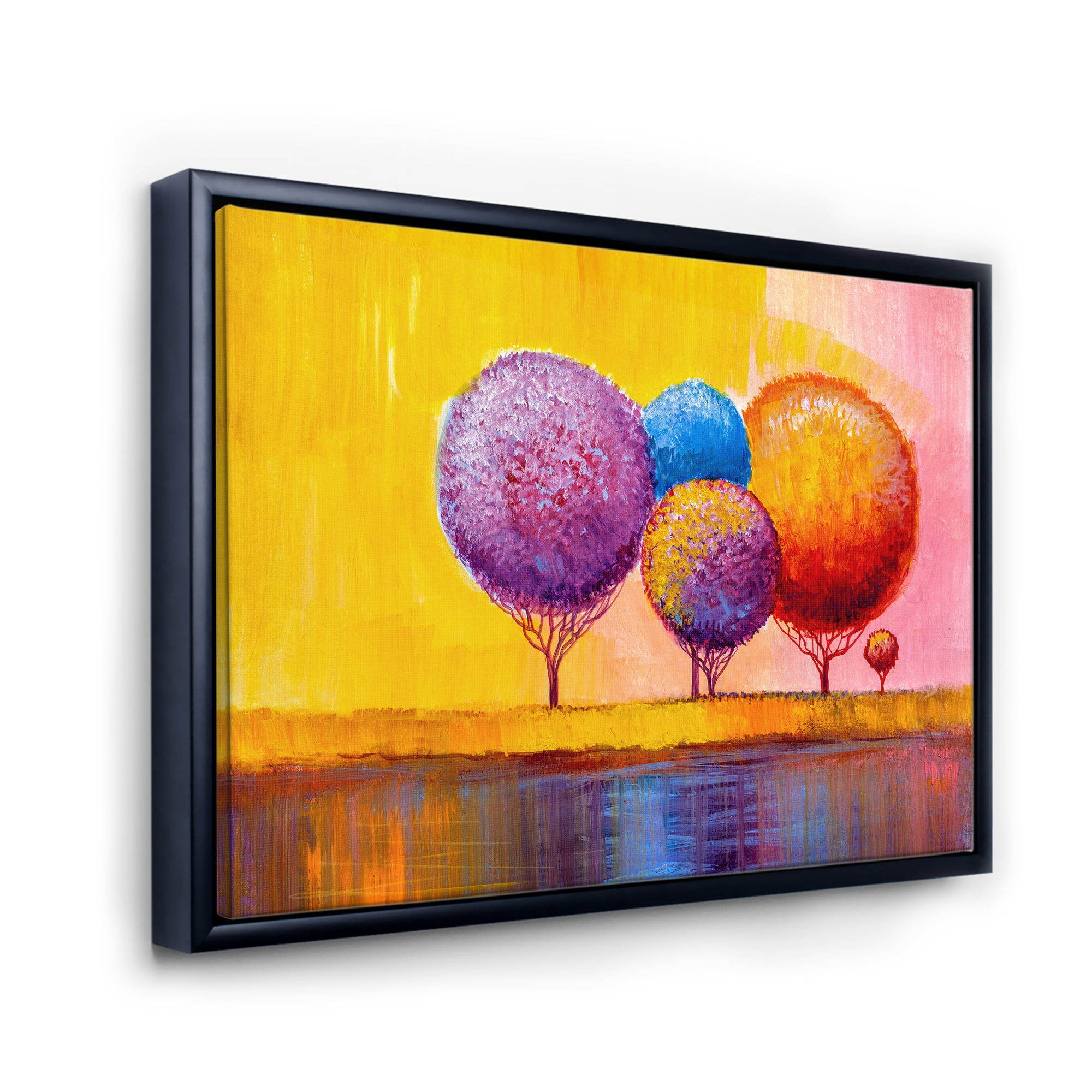 Designart 'Autumn Colorful Fantasy Trees I' Modern Framed Canvas Wall Art Print