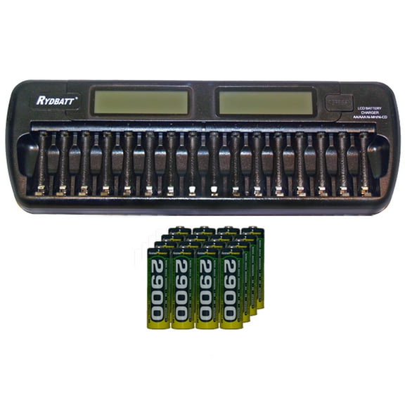16 Bay AA / AAA LCD Battery Charger   32 AA 2900 mAh AccuPower NiMH Batteries