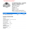 thumbnail image 2 of Front Right Brake Caliper 1 - Compatible with 1973 - 1980 Mercedes-Benz 450SEL Base 4.5L V8 - Autopart Premium, 2 of 2