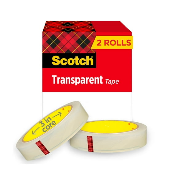 Scotch Transparent Tape, 3/4 in. x 2592 in., 2 Rolls