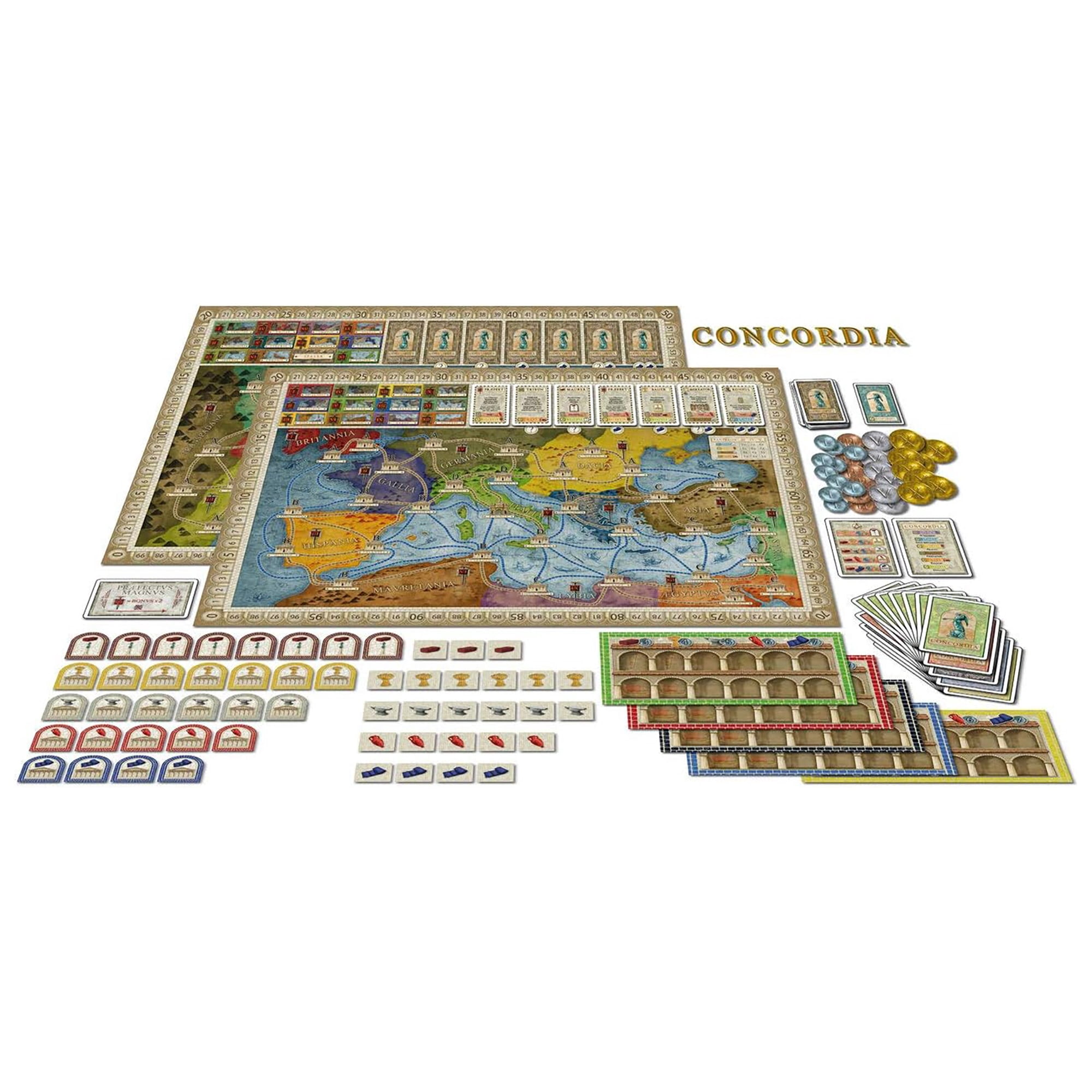 Rio Grande Games: Concordia - Historical Strategy Board Game, Build A Roman Dynasty, Fun Personality Cards, Peaceful Gameplay, Ages 12+, 2-5 Players