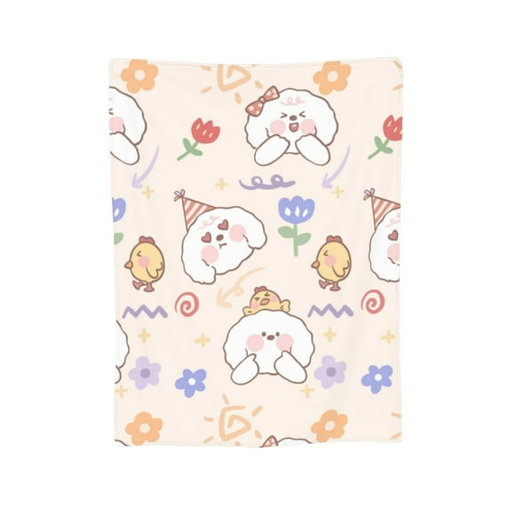 XMXY Fleece Throw Blanket for Couch, Cartoon Cute Chicken Dog Lightweight Plush Fuzzy Cozy Soft Bed Blankets and Throws for Sofa, 60"x50" inches