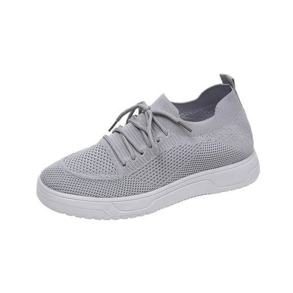 JINMGG Sneakers for Women Plus Clearance Women Lace Up Sneakers Color Solid Color Shoes Plus Size Fashion Sports Casual Shoes Gray 37