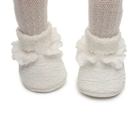 Mildsown Baby Girl Sock Shoes Soft Ruffle Non-slip Flats Warm Walking Shoes
