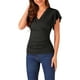 thumbnail image 4 of Blusa Faux Wrap Inspire Chic para mujer, blusa casual de verano con cuello en V y mangas con volantes, talla L, color negro, 4 of 6