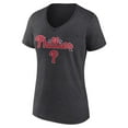 thumbnail image 2 of Women's Charcoal Philadelphia Phillies Team Lockup V-Neck T-Shirt, 2 of 3