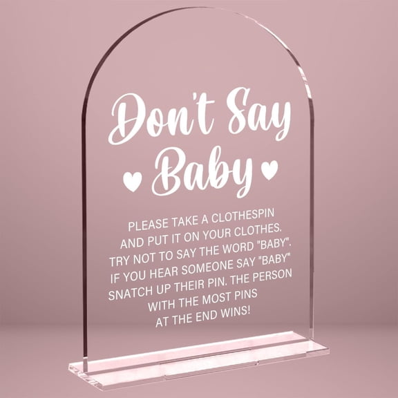 Baby in Bloom Shower Decorations, Gender Reveal Games Party Decorations Don't Say Baby Shower Game Shower Sign, 5x7 Inch Arch Acrylic Signs