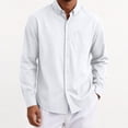 thumbnail image 2 of Men's Long Sleeve Tee Shirts Summer Collar Thin Style Solid Color Button Shirt with Pocket Casual Stylish Loose Lightweight Work Shirt, 2 of 5