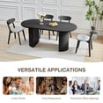 thumbnail image 5 of Weselon 70.8" Oval Wood Dining Table for 4-6, Modern Farmhouse Kitchen Table for Dining Room with Semi-Circular Legs, Black, 5 of 9