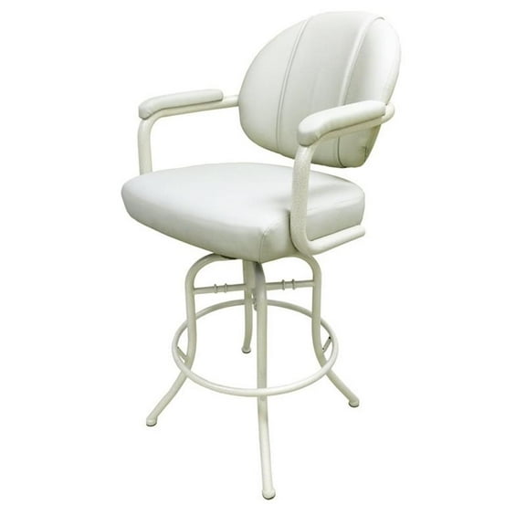 Tobias Designs 26" Vinyl Swivel Tilt Counter Stool in Beige and White