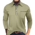 thumbnail image 1 of pstuiky Camisas de manga larga abrigadas para hombre, Camiseta informal de manga larga con botones y retazos para hombre salir tops m, 1 of 7