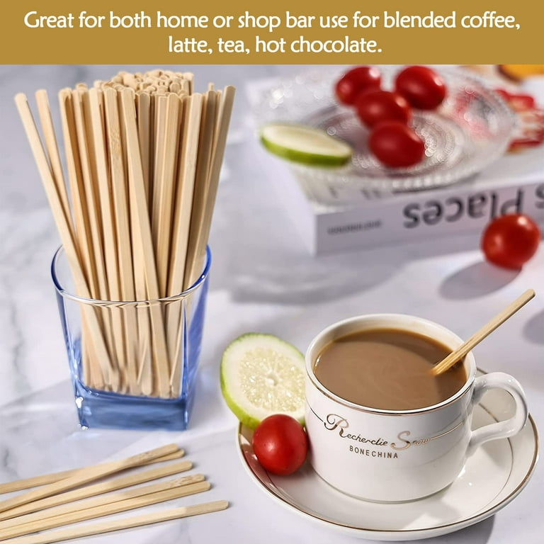 100Pcs Individually Wrapped Coffee Stirrers Wood - 14Cm Coffee Stir Sticks,  Round End Disposable Coffee Stirrer, For Coffee, Cocktail And Hot Drinks