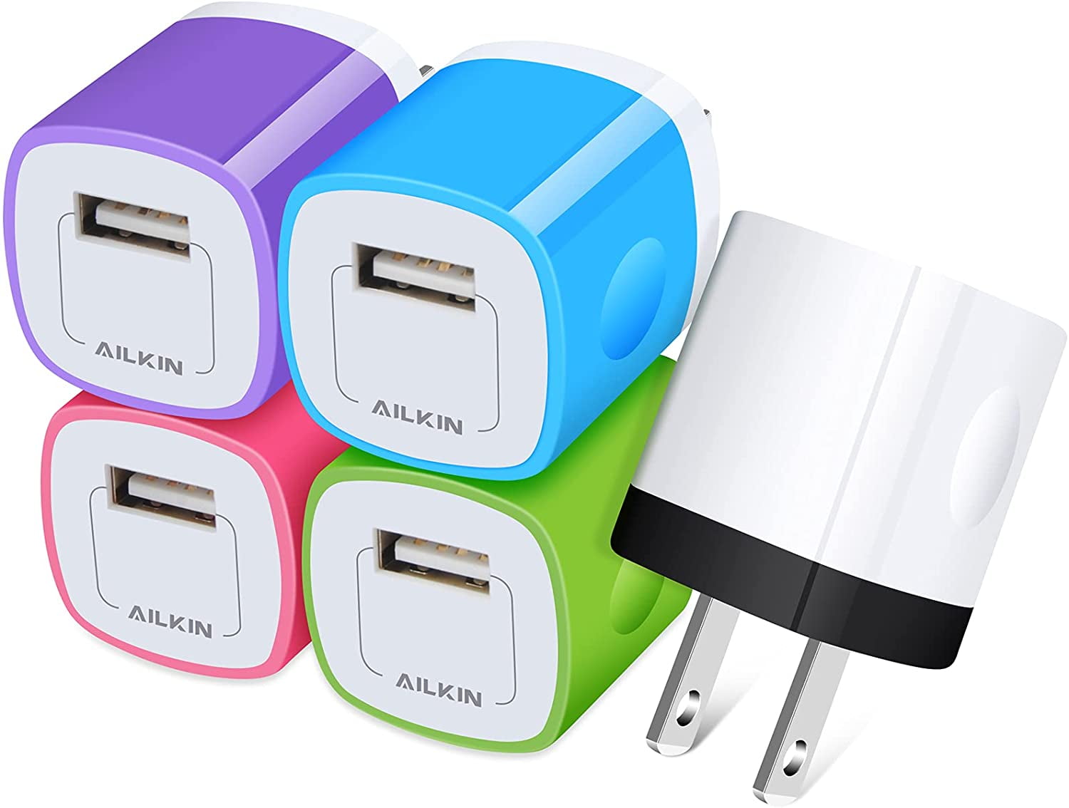 MHAWBL-USB Wall Charger Plug, Fast Charging Block, 5Pack 1A 1-Port Power Adapter Charging Cube Bricks Box for iPhone 17 16 15 14 13 12 Mini Pro Max/11/XR, iPad Pro/Air, Cell Phone USB A Plug Cargado