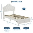 thumbnail image 3 of Yiwa Upholstered Twin Princess Bed Frame for Kids, Velvet Crystal Button Headboard with LED Lighting, Storage Drawers, Noise-Free Platform, No Box Spring Required, 3 of 9