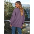 thumbnail image 4 of TEMOFON Sweatshirt for Women Crewneck Long Sleeve Hoodies Side Slit Casual Loose Slouchy Pullover Top Purple, 4 of 5