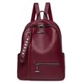 thumbnail image 1 of Womens Faux Leather Backpack Solid Color Casual Daypack School Backpack for Lady, 1 of 10