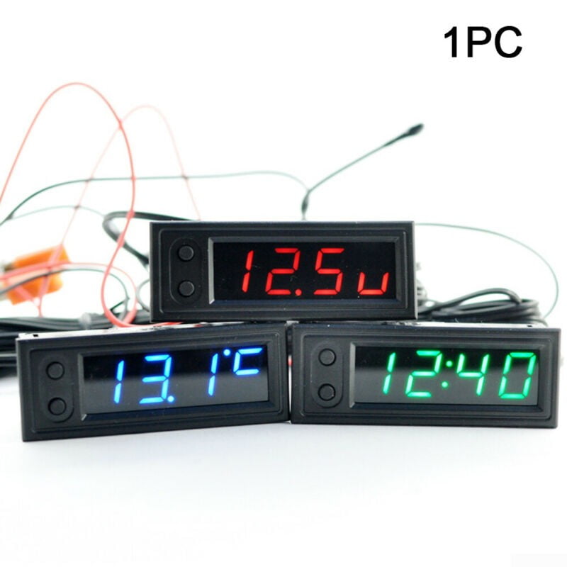 Red LED Digital Display 12V 3in1 Vehicle Car Kit Thermometer Voltmeter Clock