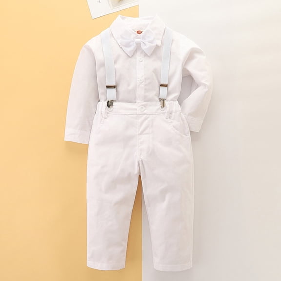 Wancir Baby Boys Gentleman Outfits Suit Set with Detachable Suspenders, 1- 6 Years