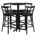 thumbnail image 2 of Flash Furniture 24'' Round Black Laminate Table Set with X-Base and 4 Two-Slat Ladder Back Metal Barstools - Black Vinyl Seat, 2 of 3