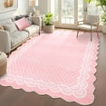thumbnail image 3 of Garvee 5'x7' Scalloped Area Rugs Modern Bordered Carpet, Washable Rug Non-Slip Contemporary Accent Rug Low Pile Indoor Mat for Living Room Bedroom Dining Room, Pink, 3 of 8