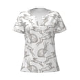 thumbnail image 2 of Fuzoiu Hand Drawn Rabbit Print Women's V-Neck T-Shirt,Women's Short Sleeve Top, Comfortable for Work, Leisure, and Sports, 2 of 7