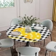 thumbnail image 5 of Yellow Lemons Round Tablecloth for 45-54 Inch Tables,Fitted Table Cover with Elastic Edge,Summer Botanical Black White Plaid Farmhouse Waterproof Outdoor Table Cloth Protector for Patio Garden Dinner, 5 of 9