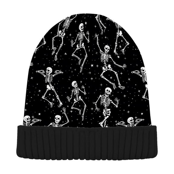 joogoo Halloween Skull Dancing Beanie Hats Cuffed Winter Warm Knit Thick Beanies