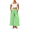 thumbnail image 5 of BLVB Womens Striped Pants Wide Leg Flowy Palazzo Pants Summer Beach Vacation Outfits Loose Trousers with Pockets, 5 of 6