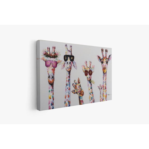 Luvia Add Meaning To Your Walls, Funky Giraffes Wall Art Canvas Print, Handmade Home Decor, Colorful Animals Canvas, 8x10 UNFRAMED