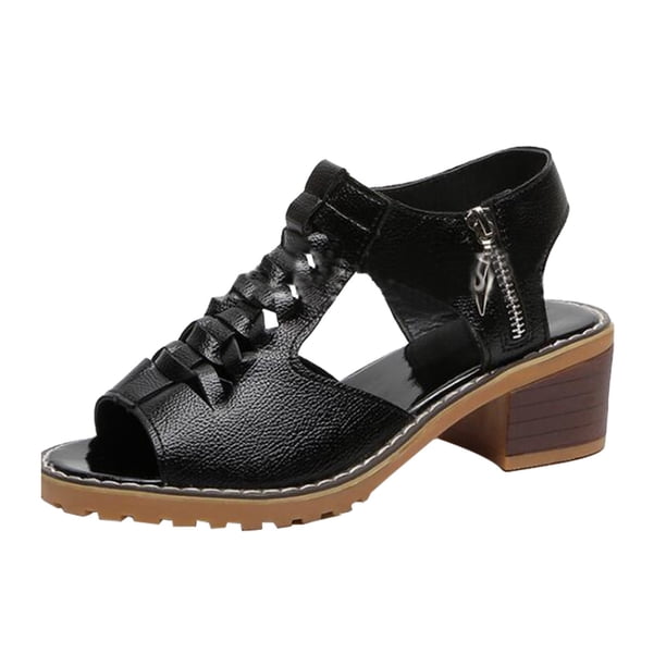 Sandalias de mujer de nuevo estilo, zapatos cómodos de tacón grueso con costura de coche a la moda Wmkox8yii shjk4101
