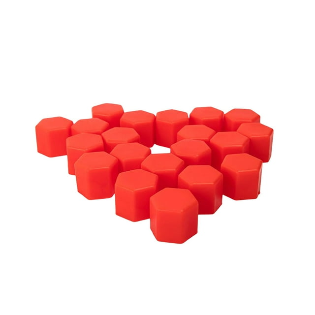 facefd 20 Pieces/Set Car Wheel Hub Screw Cap Detachable Decorative Replacement 16mm Hexagonal Universal Tire Screws Guard Red Red