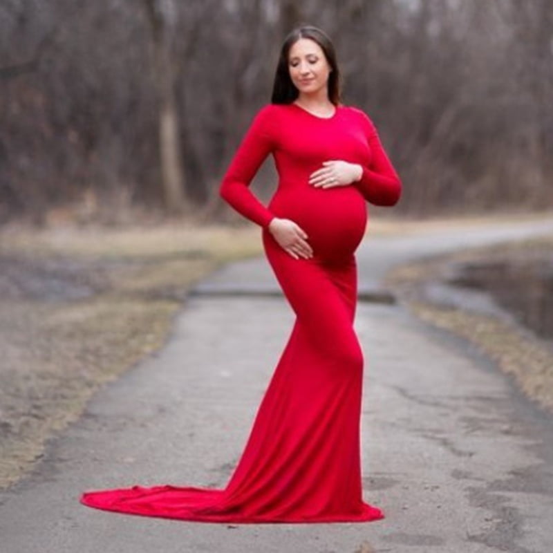 red maternity gown