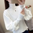 thumbnail image 2 of PIKADINGNIS Basic Turtleneck Sweater Women Spring New Lantern Sleeve Knitted Pullover Woman Fashion Solid Bottoming Jumpers, 2 of 6