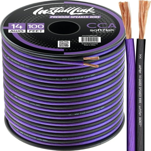 Cable de altavoz CCA estéreo de calibre 14 AWG de 100 pies (30,5 m)