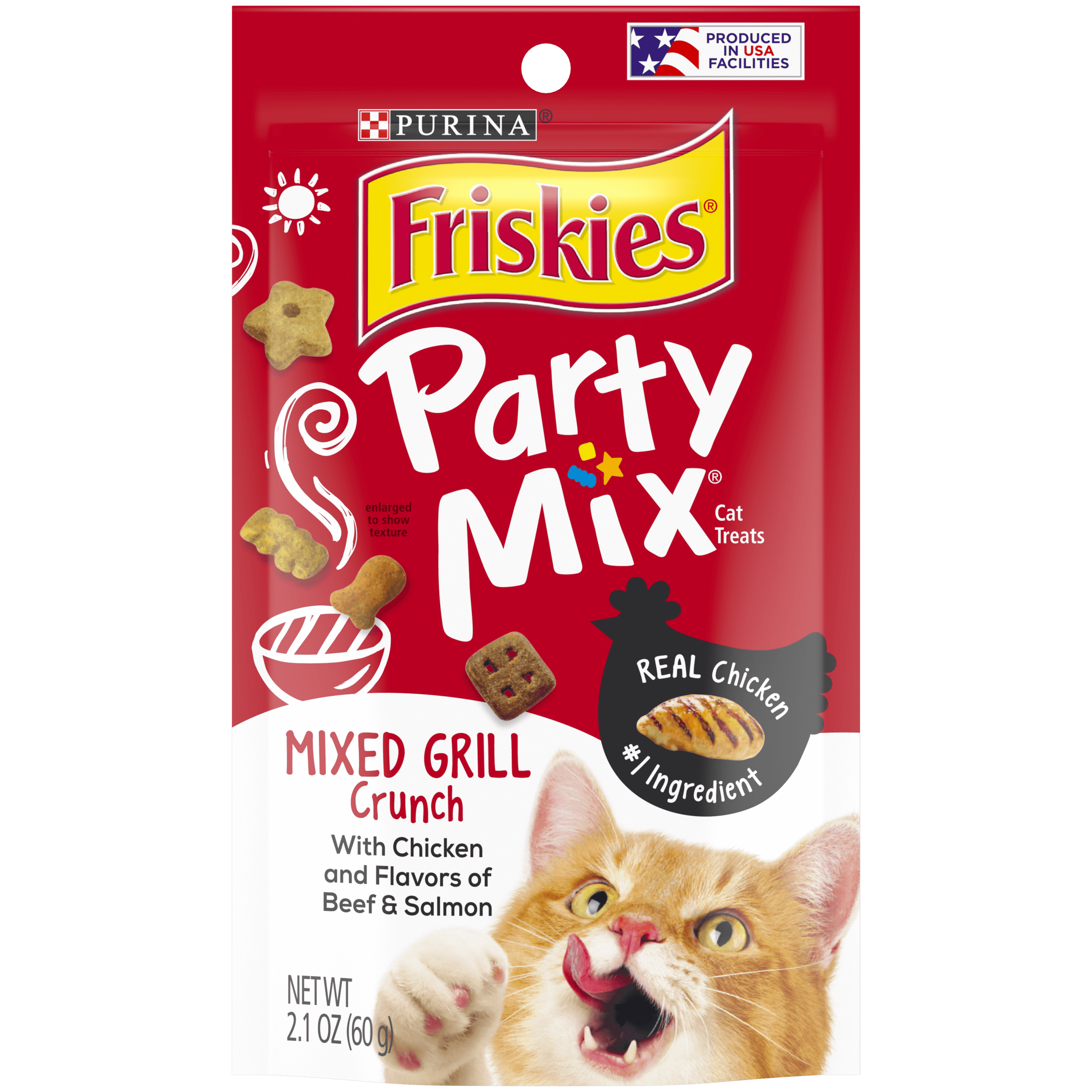 Friskies Cat Treats Party Mix Mixed Grill Crunch 2.1 oz. Pouch