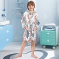 thumbnail image 5 of FORMRS Niños Bathrobe Unisex Hooded Robe Soft Plush Pajamas Sleepwear, Size 7-9T, White Sea Plants, 5 of 7