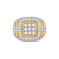 thumbnail image 2 of 14kt Yellow Gold Mens Round Diamond Ribbed Square Cluster Ring 5 Cttw, 2 of 4
