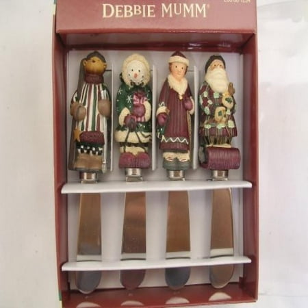 Debbie Mumm Bird - Debbie Mumm Christmas Spreaders ; Sledding Skiing 2000 Collectible Set of 4