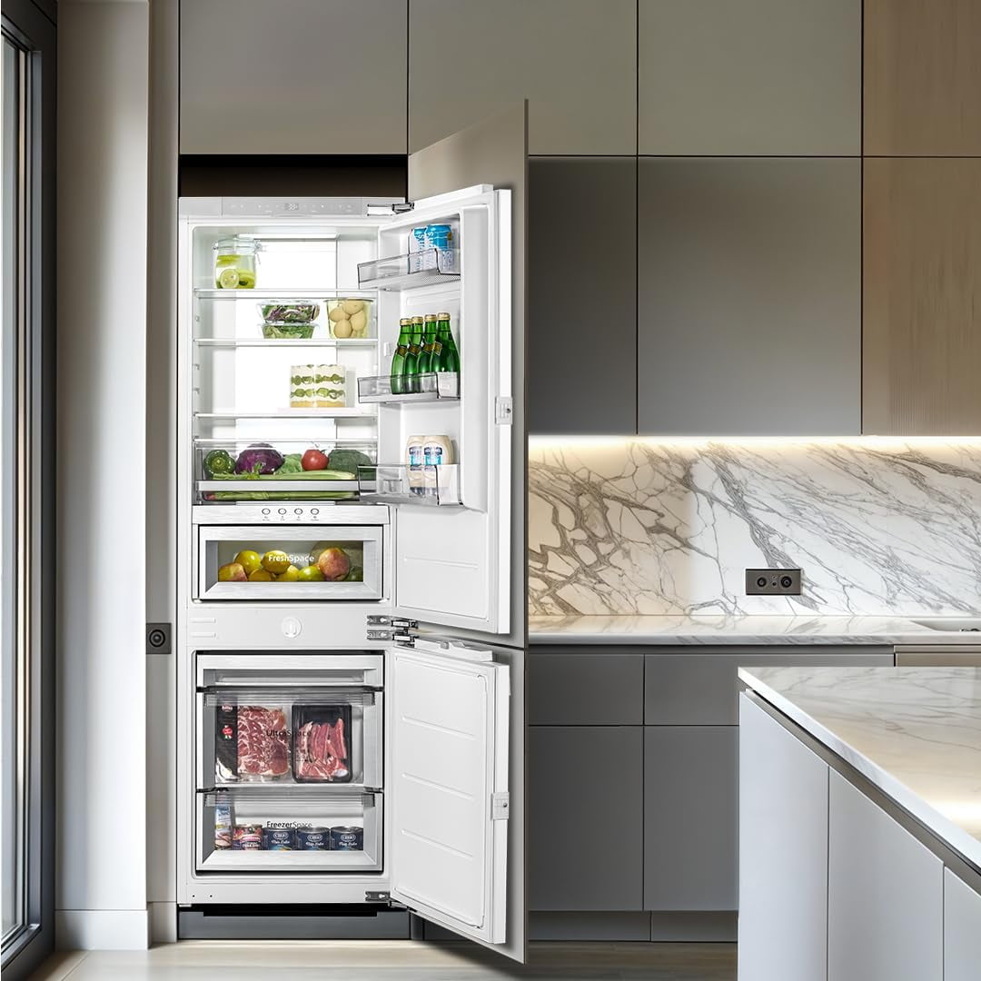 Ca'Lefort 22 Inch Panel Ready Refrigerator,Built-In Refrigerator with Freezer, 3-Zone Cooling,for Home Bars & Kitchen Designs(Panel Not Included)